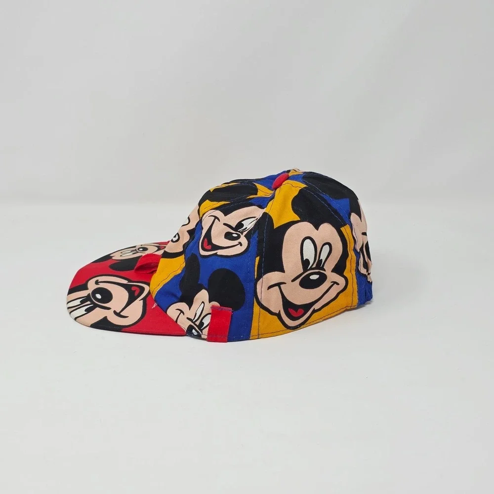 Mickey Mouse Little Kids Hat Cap Stretch Fit Red Blue Yellow Disney AOP Ages 3-7
